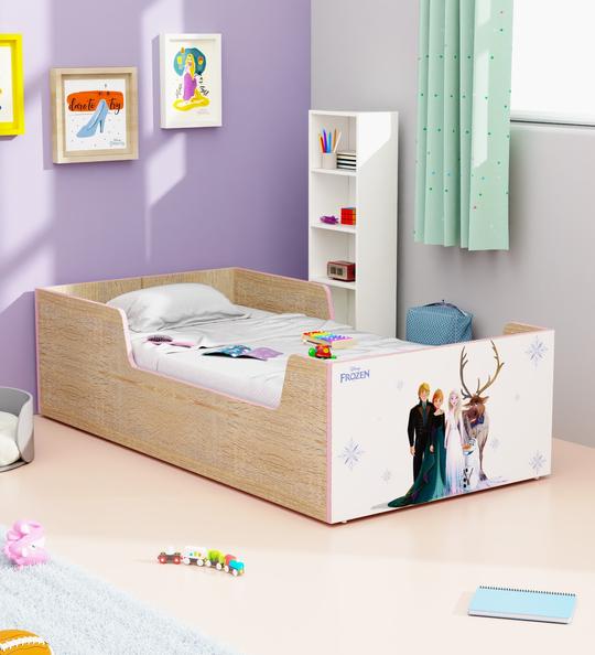 Boingg Dreampod Frozen Engineered Wood Single Bed for Kids in Oak & White Colour with Box Storage