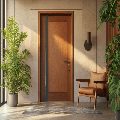 Mid-Century Modern Single Swing Door Design for Entrances