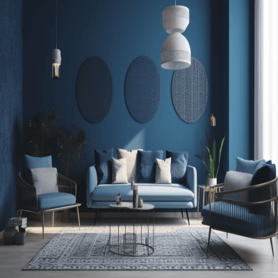 Blue and White Modern Wall Paint Design
