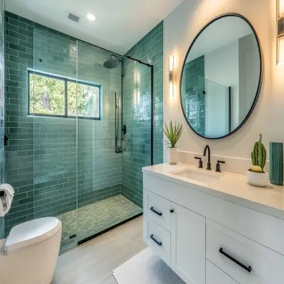Stacked Contemporary Green Bathroom Tile Design