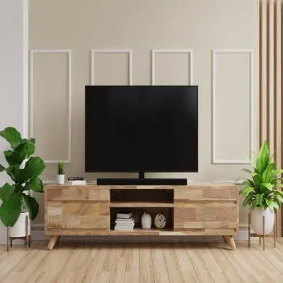 Rustic TV Unit Design In Brown