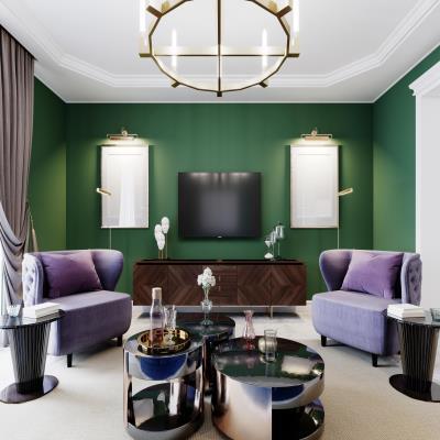 Classic TV Unit Design In Green