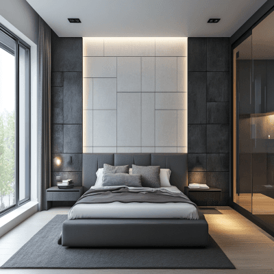 Contemporary Grey And White Wall Design With Panelling