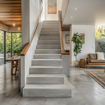 Contemporary L-Shaped Staircase Design of Wood Tiles and Glass Material