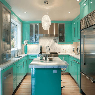 Modern and Sleek White U-Shaped Kitchen Design