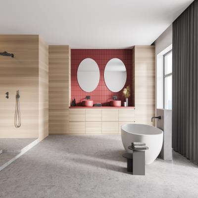 Mid-Century Bathroom Design with Ample Space