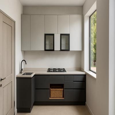 Modern Dual Tone L Shaped Kitchen