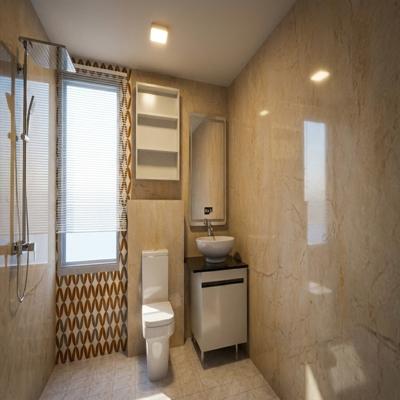 Mid Century Patterned Stone Washroom