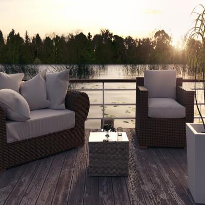 Elegant Modern Balcony Design with a Glass Coffee Table