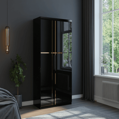 Modern 2 Door Swing Wardrobe Design With High Gloss Finish
