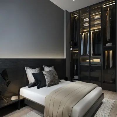Bachelor Black Glass Wardrobe