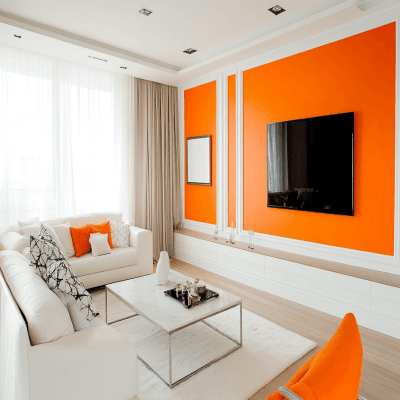 Contemporary Orange and White Wall Trims Wall Design