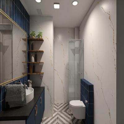 Navy and Marble Fusion Bathroom