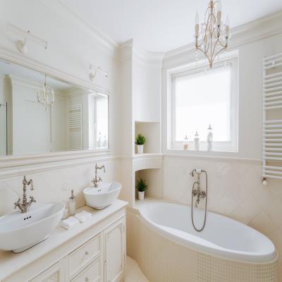 Refined Creamy White Bathroom Design