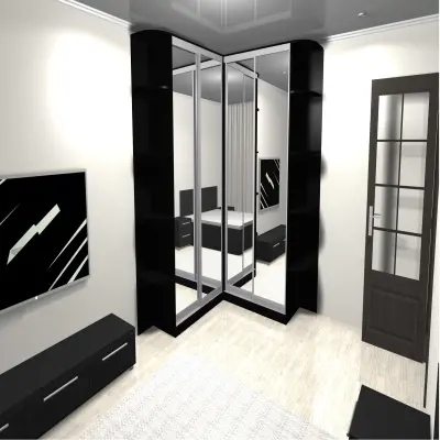 V-shaped Black Mirror Wardrobe