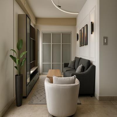Compact Modern Neutral Living Room Design for Apartments