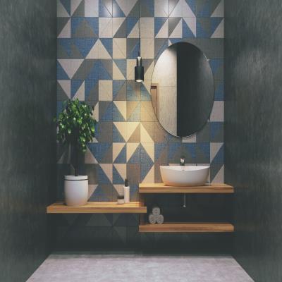 Aesthetic Bathroom Design with Wall Tiles and Open Shelves