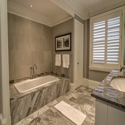 Contemporary Rectangular Marble Grey Bathroom Tile Design