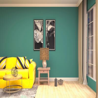 Teal and Yellow Living Room