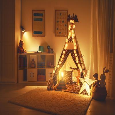 Fun Modern Kids Room Design with Fairy Light