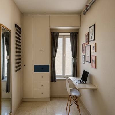 Compact Wardrobe with Builtin Study Desk  Design Description