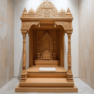 Contemporary Tan Floor-Mounted Mandir Design