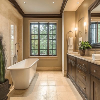 Contemporary Square-Shaped Beige Floor Tiles Design