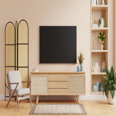 Modern TV Unit Design in Cream