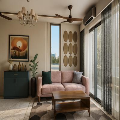 Modern Living Room Design with Accent Wall Art and Compact Seating