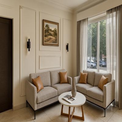 Medium Traditional Beige Living Room Design with Soft Neutral Tones