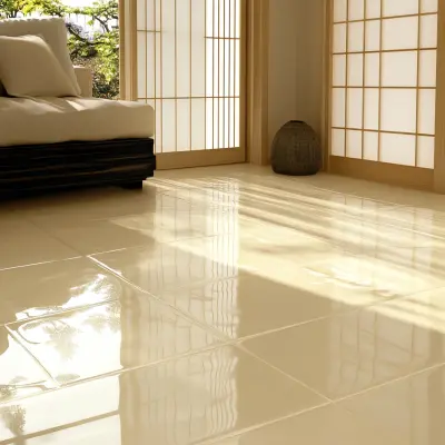 Cream-Coloured Floor Tiles Design With A Glossy Finish