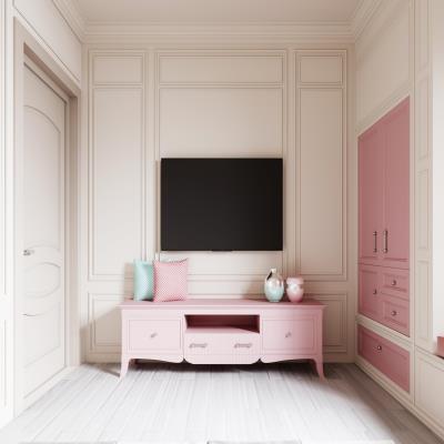 Modern TV Unit Design in Pink