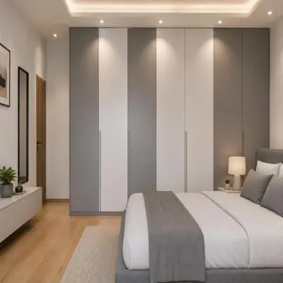 Grey And White Modern Wardrobe Design