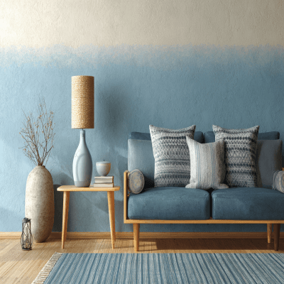 Modern Blue and Cream Wall Paint Design