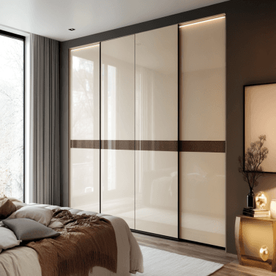 Modern Cream 4-Door Sliding Wardrobe Design