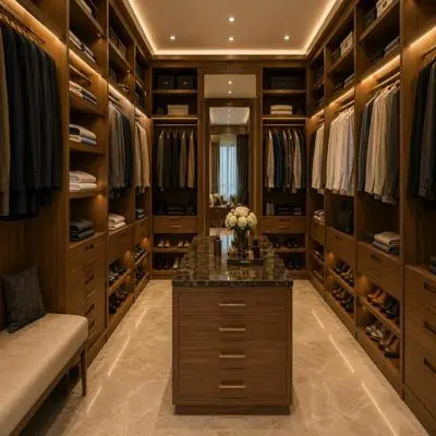Modern U Shaped Walk In Wardrobe Design