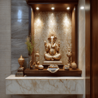 Wall-Mounted Pooja Room Design