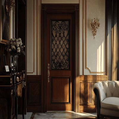 Vintage High Gloss Grill Door Design Perfect for Living Room