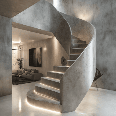 Contemporary Spiral Staircase Design in Concrete