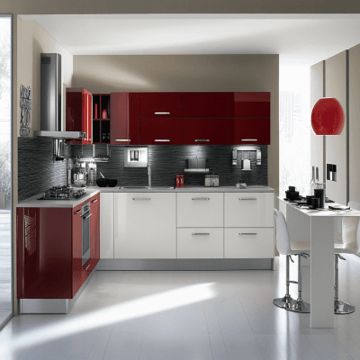 Contemporary L Shaped Kitchen Design with Backsplash