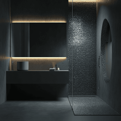 Modern Grey Mosaic Bathroom Tile Design