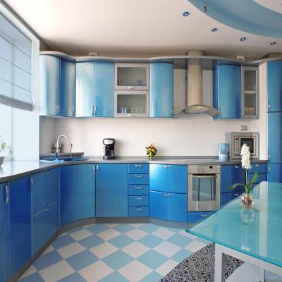 White and Blue Kitchen Floor Tiles
