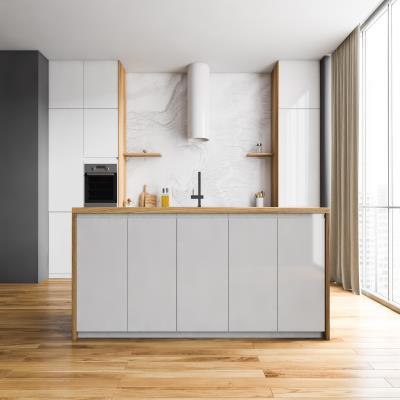Asian Sleek Modular Kitchen in Neutral Colours