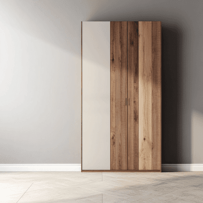 3-Door Contemporary Swing Wardrobe Design in Luna Scura and Acacia Finish