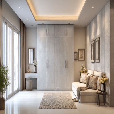 4-Door Swing Contemporary Wardrobe Design in Silver Frost Colour