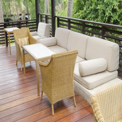 Elegant Balcony Design with Cane Furniture