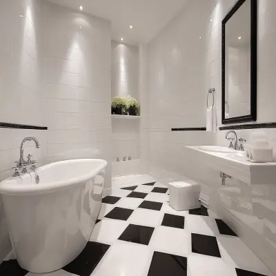 Modern Ceramic Glossy Checkerboard White Bathroom Tile Design