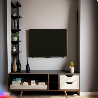 Mid-century Modern TV Design Unit with Floating Shelves