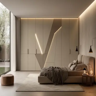 6-Door Geometric Contemporary Swing Wardrobe Design