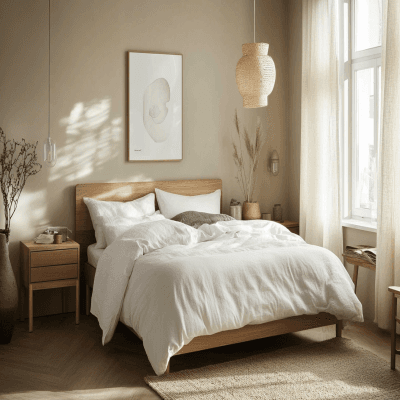 Light Beige Scandinavian Wall Paint Design for Bedrooms